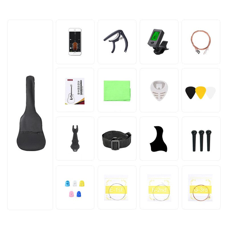 Acoustic Guitar - 38 Inch (Full Set) - Black Color